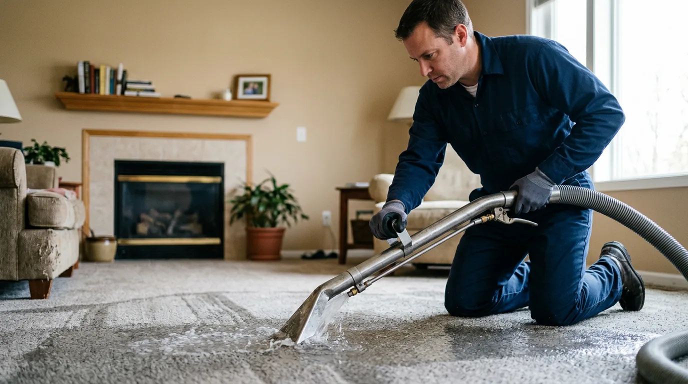 Water damage restoration technician working near Baraboo, WI